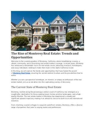 The Rise of Monterey Real Estate: Trends and Opportunities