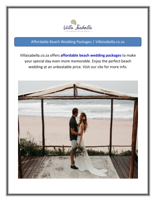 Affordable Beach Wedding Packages Villaisabella.co.za