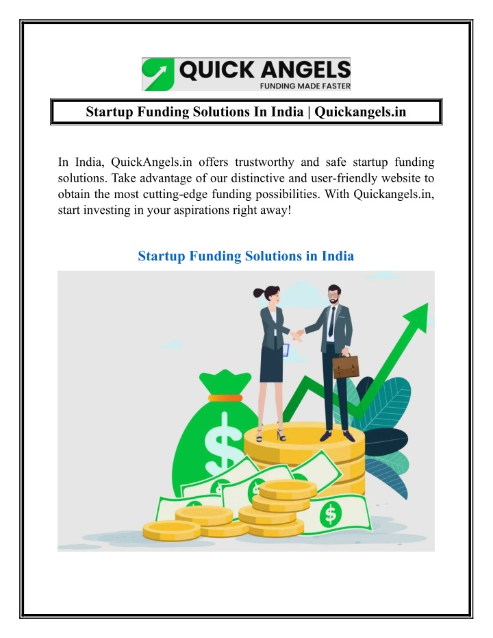 startup funding solutions in india quickangels in