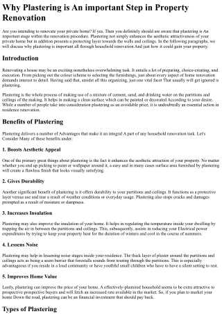why plastering is an important step in property