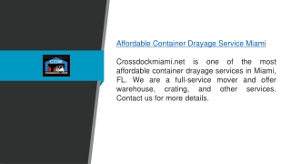 Affordable Container Drayage Service Miami Crossdockmiami.net