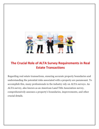 The Crucial Role of ALTA Survey Requirements in Real Estate Transactions
