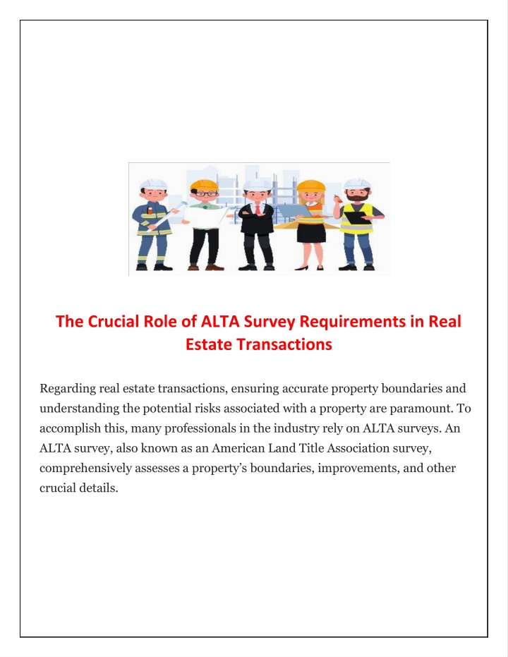 the crucial role of alta survey requirements