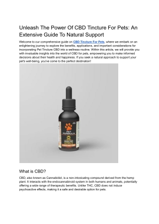 Unleash The Power Of CBD Tincture For Pets_ An Extensive Guide To Natural Support