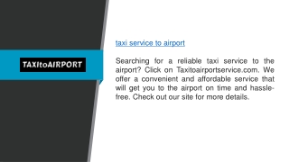 Taxi Service To Airport Taxitoairportservice.com