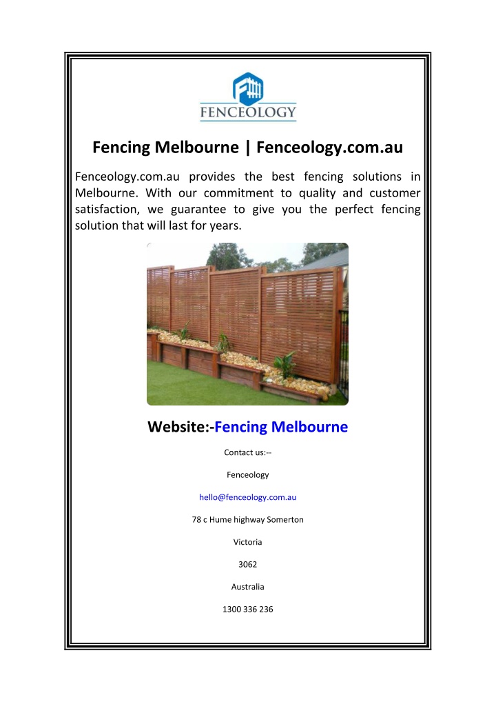fencing melbourne fenceology com au