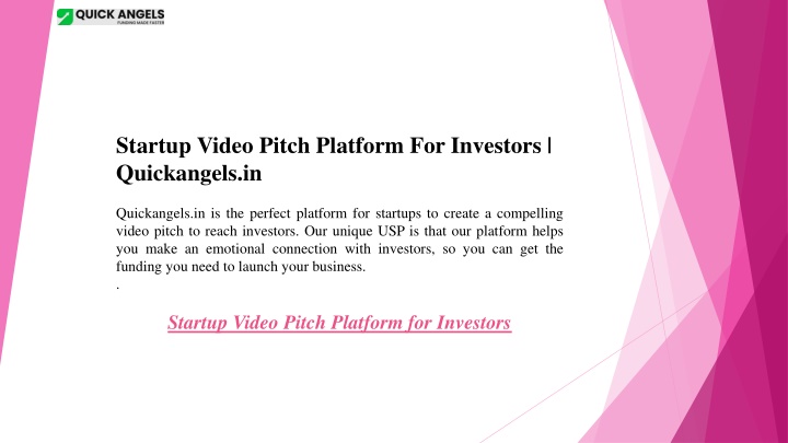 startup video pitch platform for investors