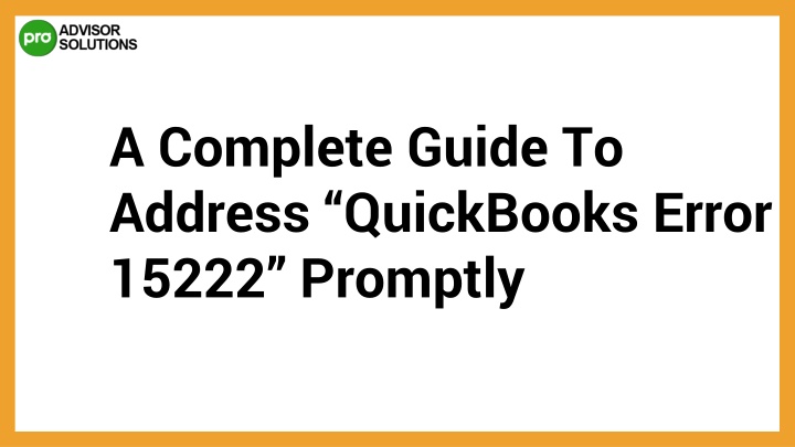a complete guide to address quickbooks error