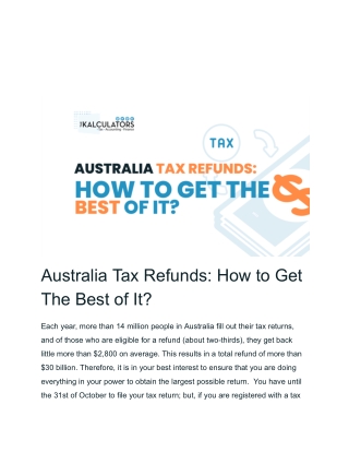 Australia Tax Refunds_ How to Get The Best of It