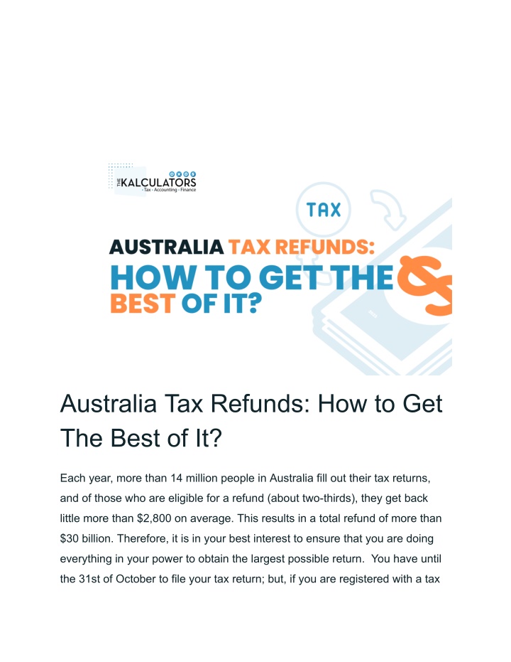 australia tax refunds how to get the best of it