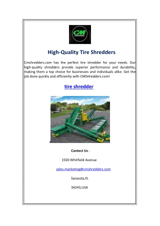 high quality tire shredders