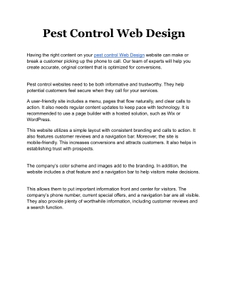 Pest Control Web Design