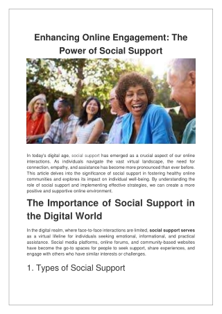 Enhancing Online Engagement The Power of Social Support