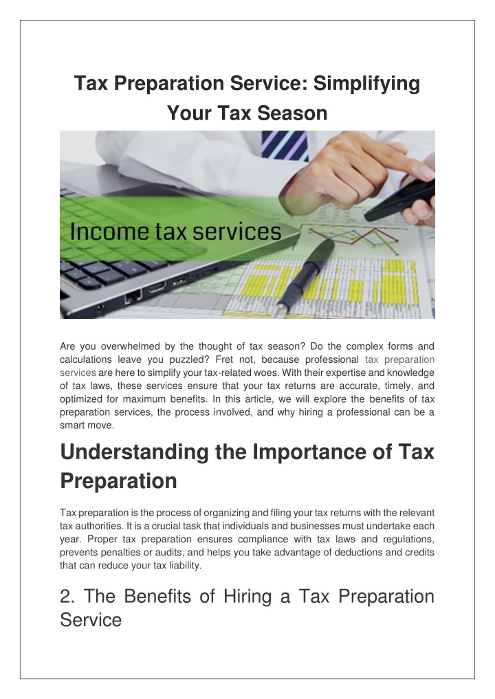 tax preparation service simplifying your