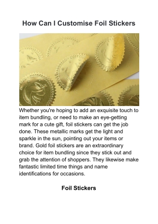how can i customise foil stickers