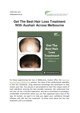 Get the Ultimate Hair Loss Treatment Across Melbourne