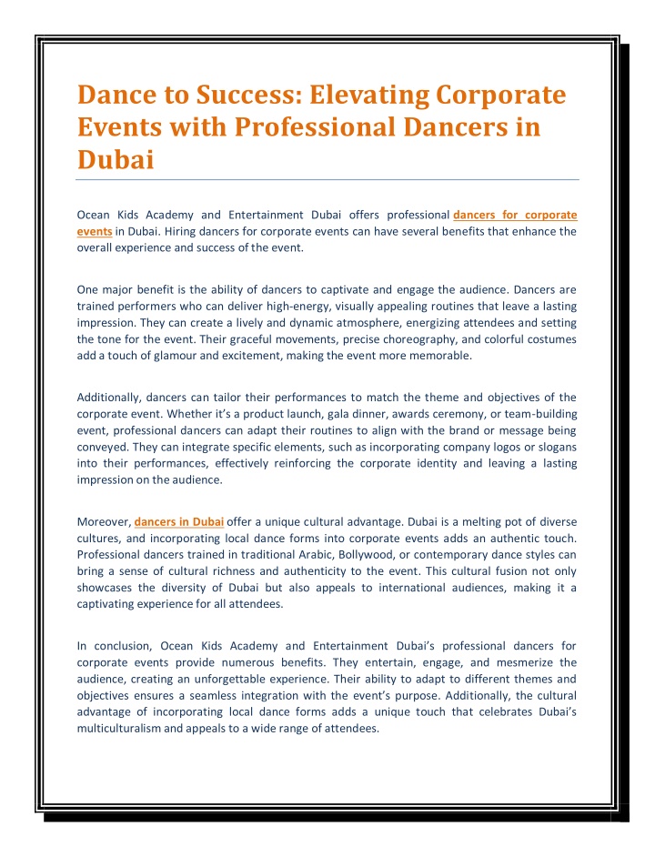 dance to success elevating corporate events with