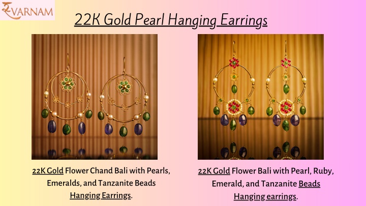22k gold pearl hanging earrings