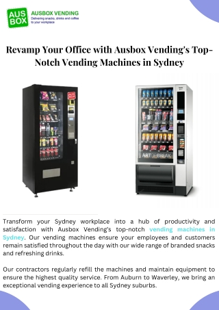 Revamp Your Office with Ausbox Vending's Top-Notch Vending Machines in Sydney