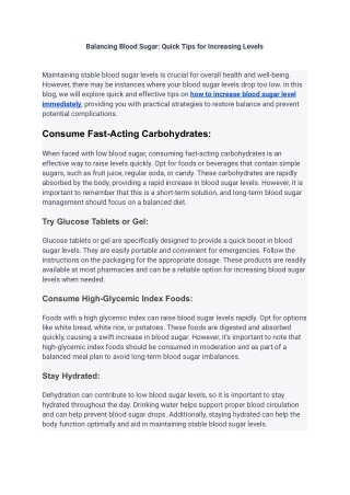 Balancing Blood Sugar