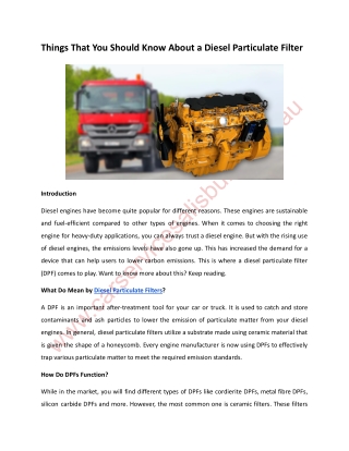 Things That You Should Know About a Diesel Particulate Filter.docx