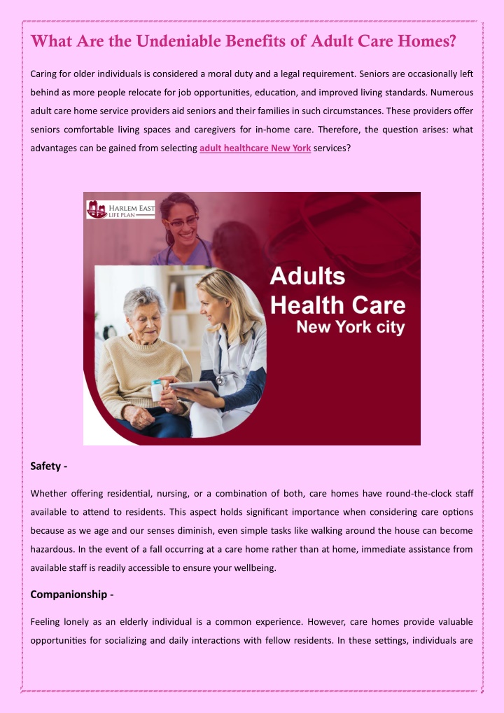 what are the undeniable benefits of adult care