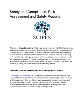 Safety and Compliance_ Risk Assessment and Safety Reports _ Scipex Consultants