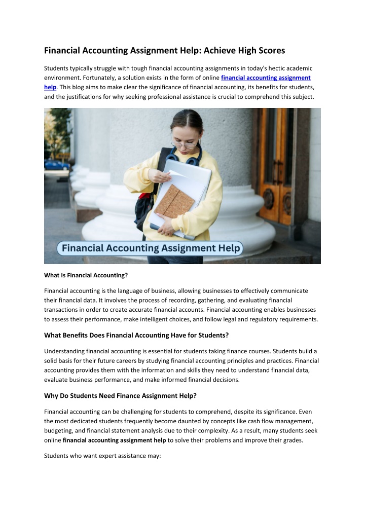 financial accounting assignment help achieve high