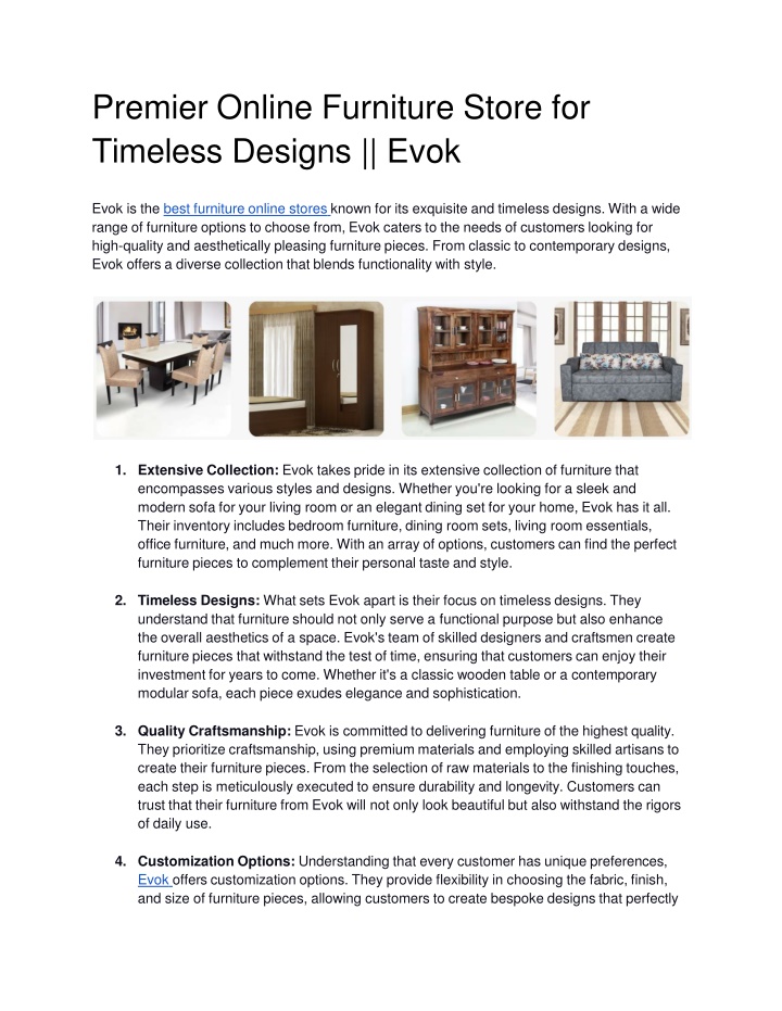 premier online furniture store for timeless designs evok