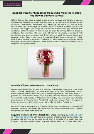 send flowers to philippines from india from
