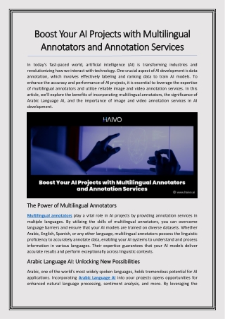 Boost Your AI Projects with Multilingual Annotators and Annotation Services