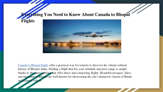 Everything You Need to Know About Canada to Bhopal Flights