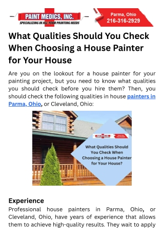 What Qualities Should You Check When Choosing a House Painter for Your House