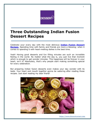 Indian Fusion Dessert Recipes - Dessert Corner