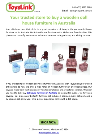 Your trusted store to buy a wooden doll house furniture in Australia