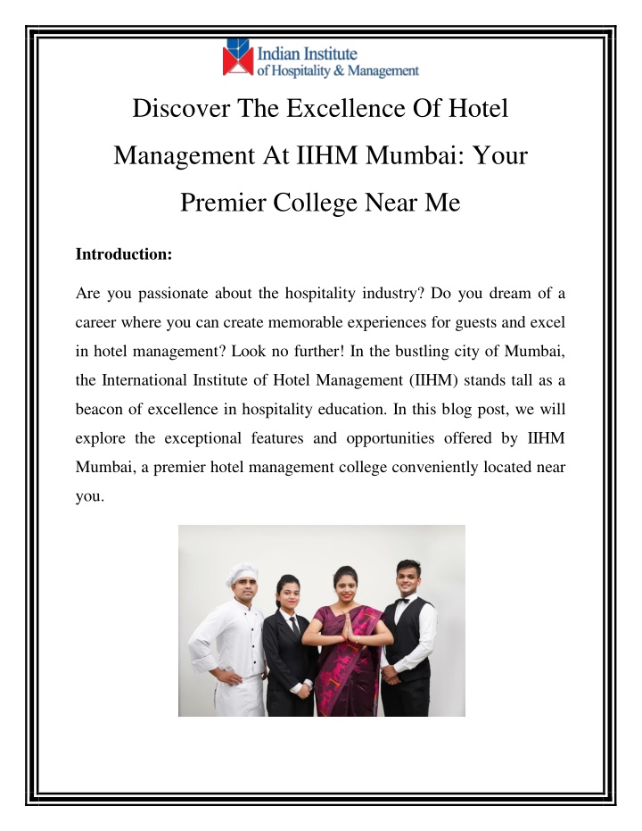 discover the excellence of hotel