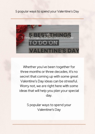 5 popular ways to spend your Valentine’s Day