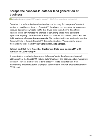 scrape the canada411 data for lead generation