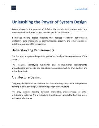 Unleashing the Power of System Design