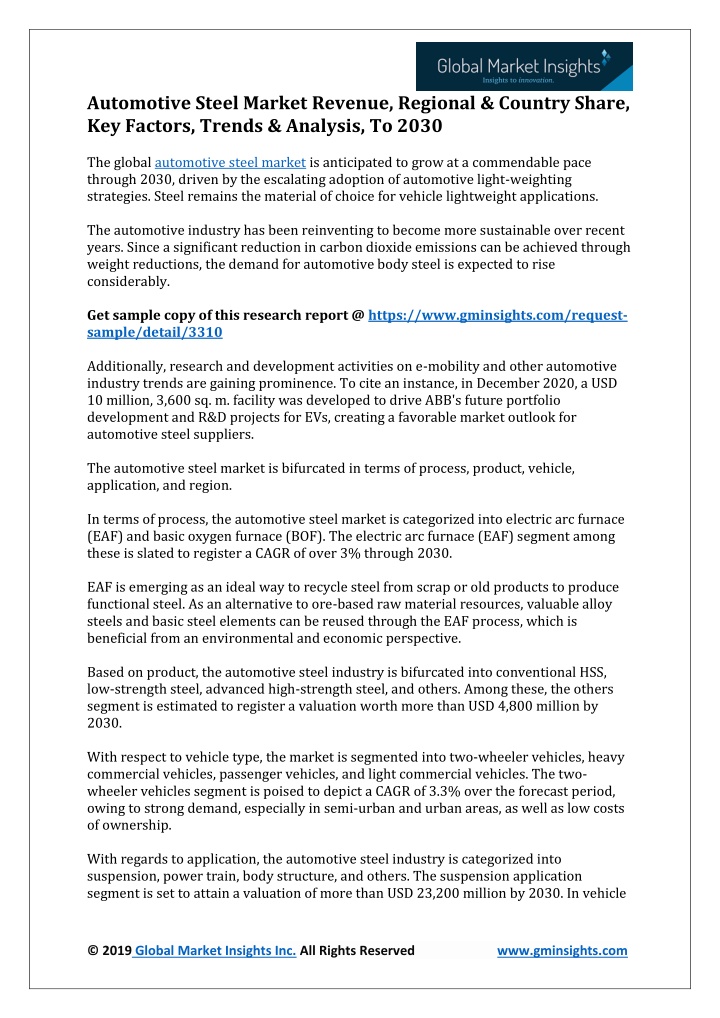 automotive steel market revenue regional country