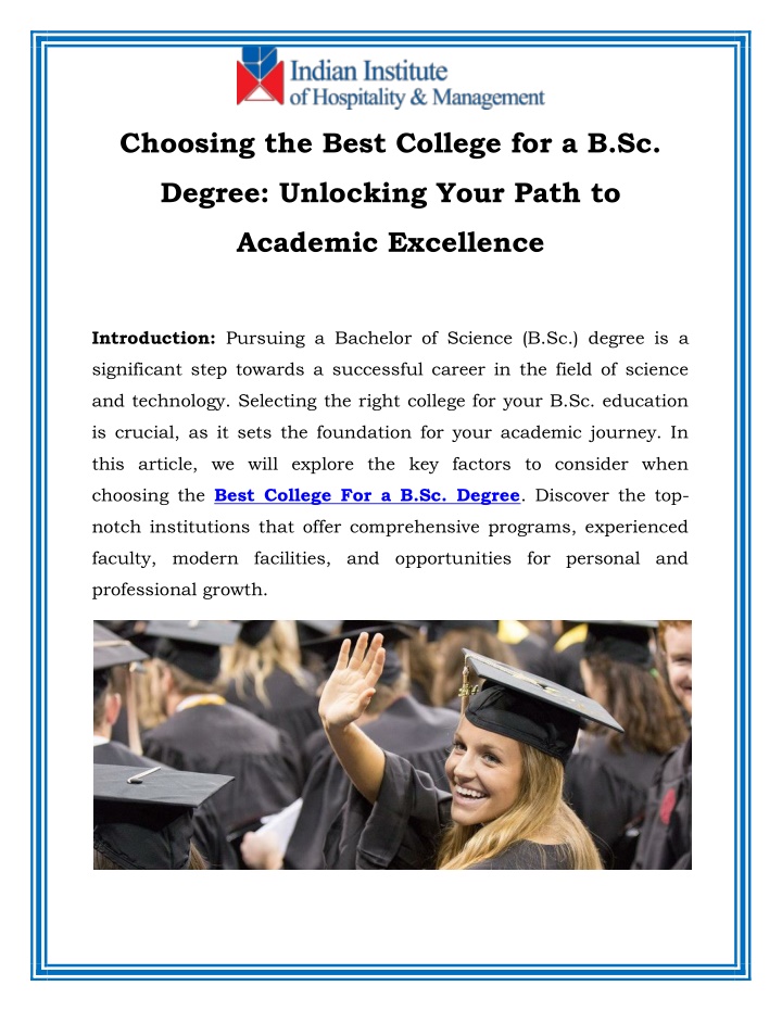choosing the best college for a b sc