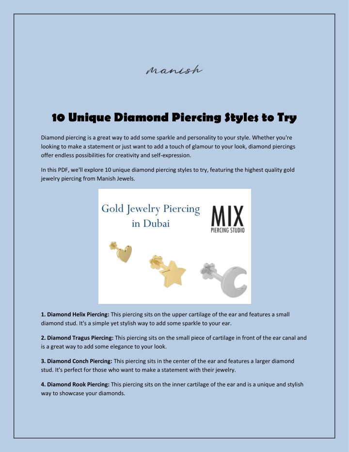 10 unique diamond piercing styles to try