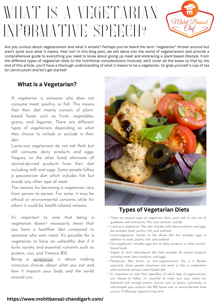 what is a vegetarian informative speech