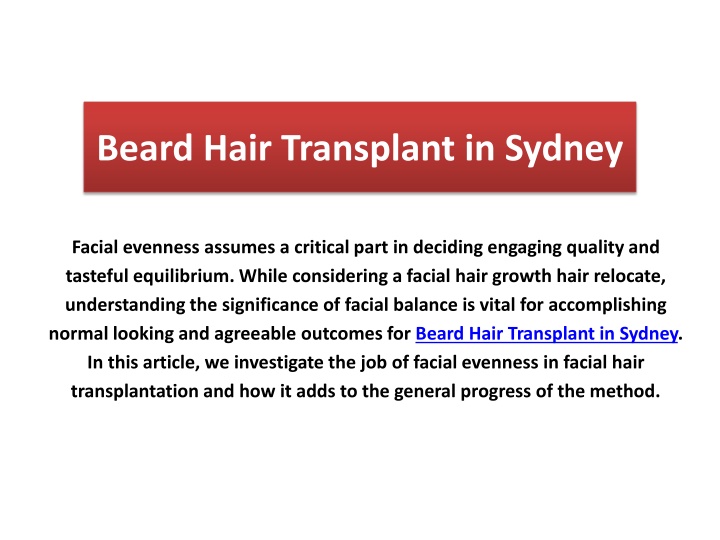 beard hair transplant in sydney
