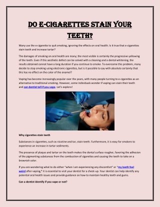 Do e-cigarettes stain your teeth?