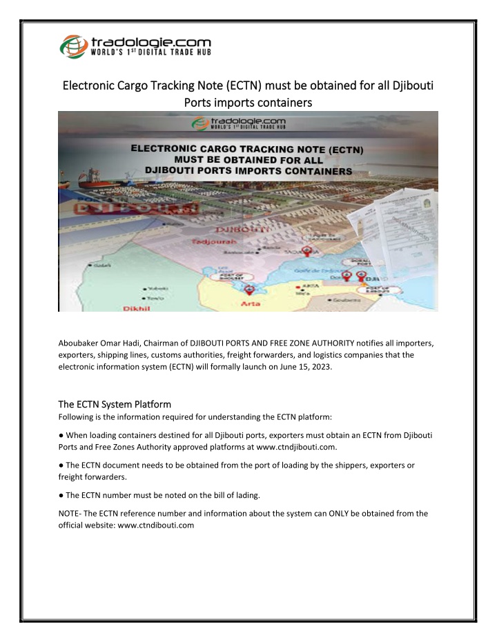 electronic cargo tracking note ectn must
