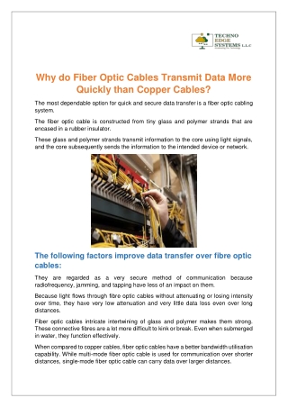 why do fiber optic cables transmit data more