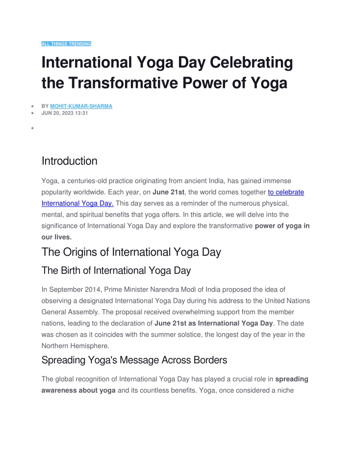 all things trending international yoga