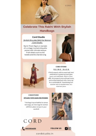 Discover Stylish Handbags for Rakhi Gifts at Cord Studio