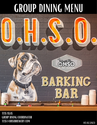 Check Out Group Dining Menu For the Year 2023 - O.H.S.O. Brewery